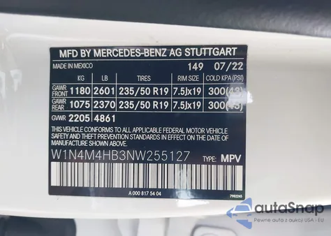 2022 Mercedes-Benz Glb 250 4Matic from USA, damaged, VIN W1N4M4HB3NW255127